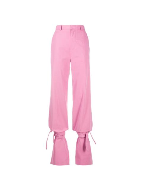 high-waisted tie-ankle trousers