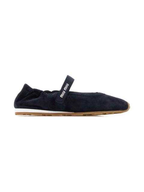 Miu Miu Midnight Blue Suede Ballerinas