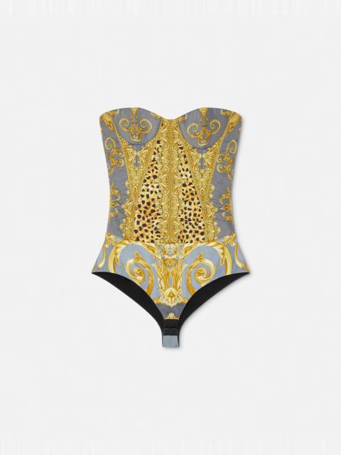 VERSACE Duvet Stripes Strapless Bodysuit
