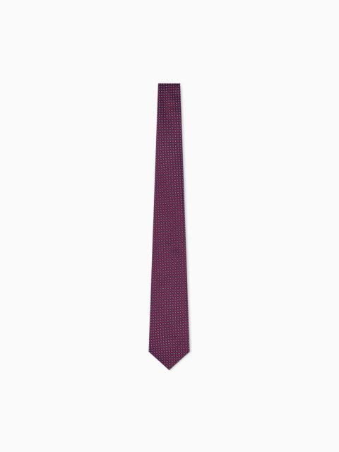 GIORGIO ARMANI SILK TIE WITH SMALL DIAMOND GEOMETRIC PATTERN