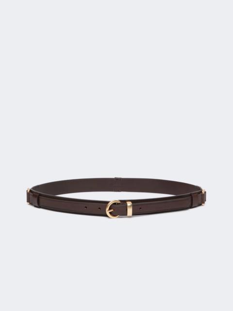 WEEKEND Max Mara KAKI Leather belt with rectangular rings - DARK BROWN