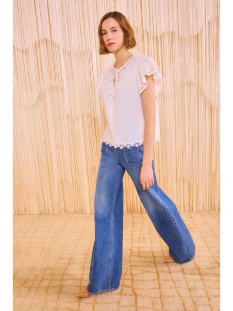 ULLA JOHNSON Effie Flutter Sleeve Top