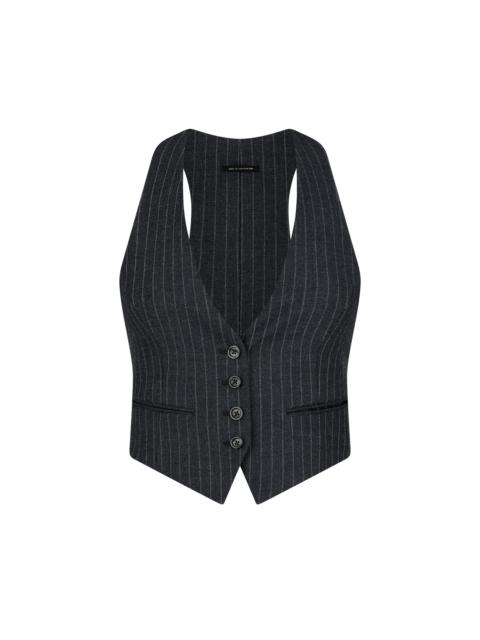 STRIPED WOOL FLANNEL WAISTCOAT