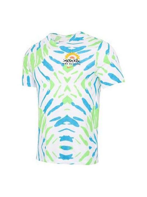 Nike Nike Dri-fit Quick Dry Knit Printing Sports Short Sleeve White CZ9892-100
