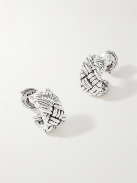 Bottega Veneta Intrecciato Small Sterling Silver Earrings