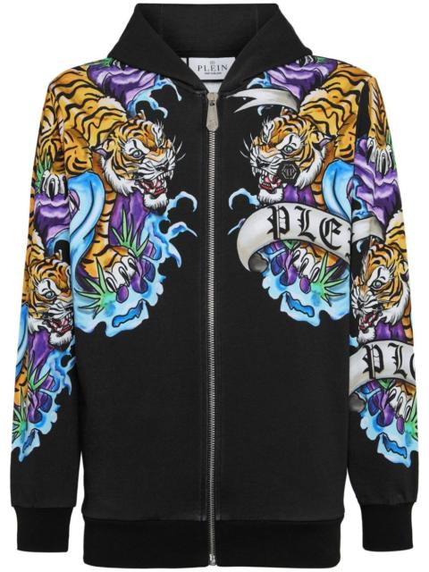 PHILIPP PLEIN tattoo-print zip-up hoodie
