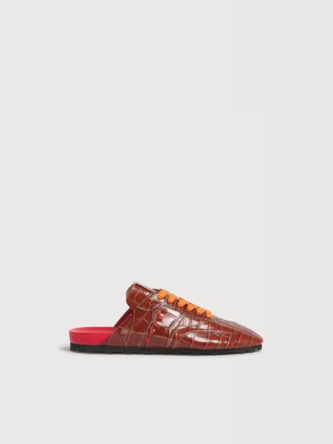 Marni BROWN CROC-EFFECT LEATHER SOFTY SOCCER SLIP-ON SNEAKER
