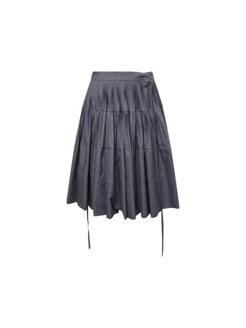 pushBUTTON Gray Tiered Pleated Wrap Skirt
