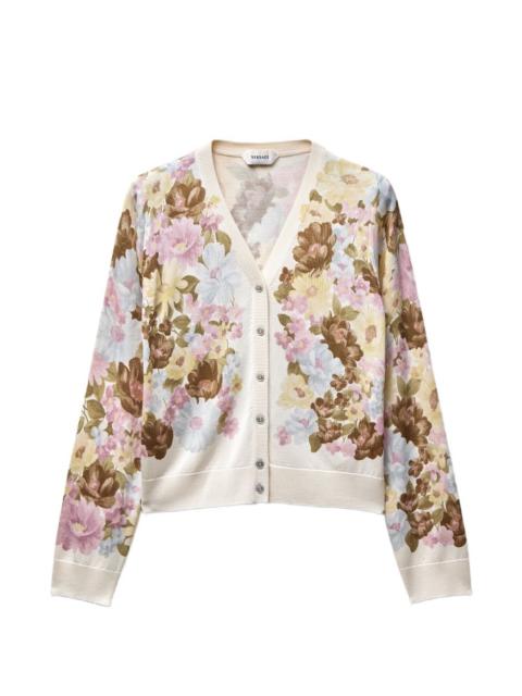 VERSACE printed silk knit cardigan