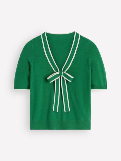 BODEN Bow Neck Knitted T-shirt-Fresh Green