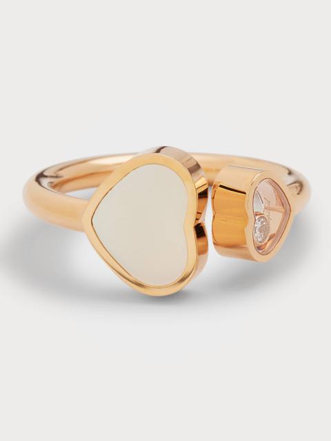 Happy Hearts 18K Rose Gold Mother-of-Pearl & Diamond Ring, EU 52 / US 6