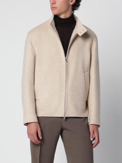 LARDINI Beige zip-up jacket in wool and cashmere