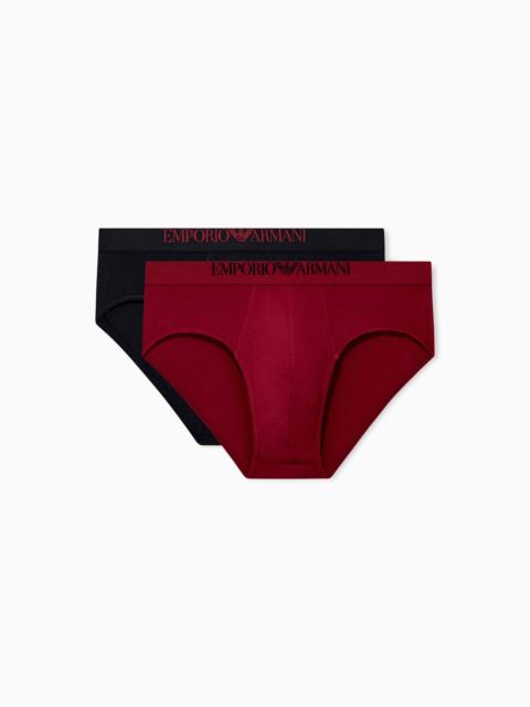 EMPORIO ARMANI TWO-PACK OF ECO VISCOSE JERSEY BRIEFS WITH LOGO WAISTBAND