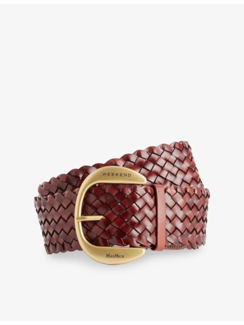 WEEKEND Max Mara Engraved-Logo Woven Leather Belt