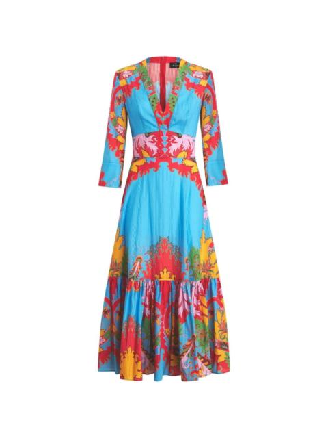 paisley-print flared midi dress
