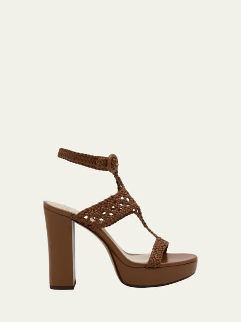 ALEXANDRE BIRMAN 120mm Braided Leather Platform Sandals
