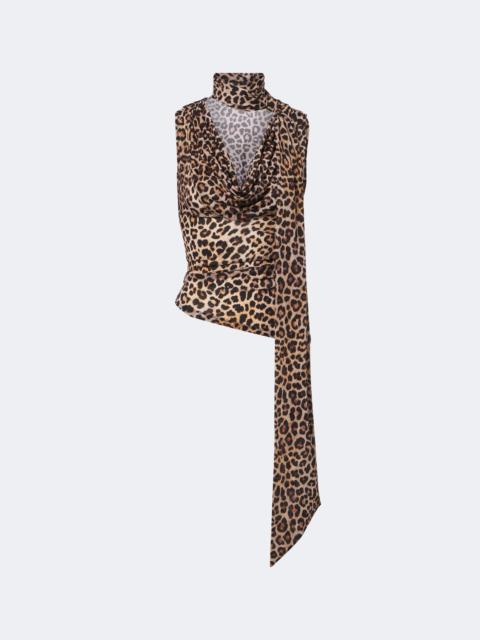 Blumarine Draped scarf-detail leopard-print top