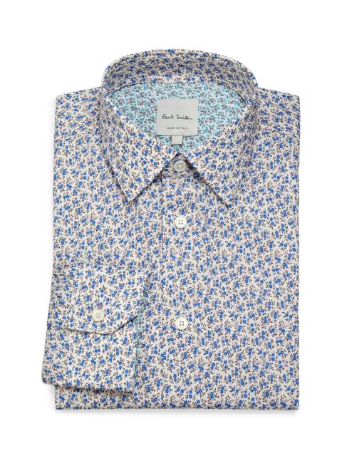 Paul Smith Men's Tailored-Fit Floral Cotton Shirt - Cobalt Blue