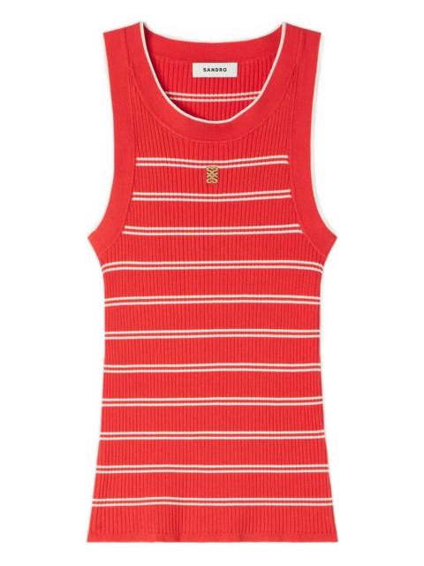 Sandro striped-pattern logo-plaque tank top