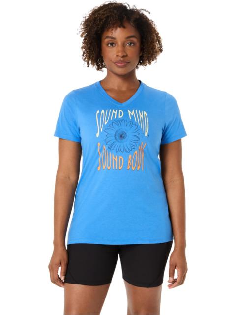 Asics WOMEN'S SUNFLOWER SLOGAN V-NECK