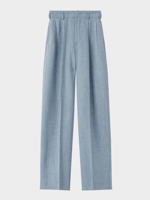 Loro Piana Hector Linen-Wool Straight-Leg Trousers