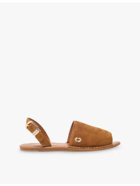 maje Embellished Suede Flat Sandals