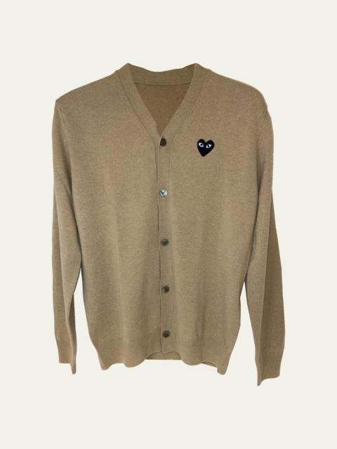 Comme Des Garçons Men's Small Black Heart Cardigan Sweater
