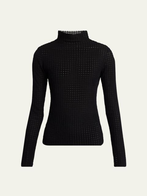 Proenza Schouler Zella Check Merino Mock-Neck Top