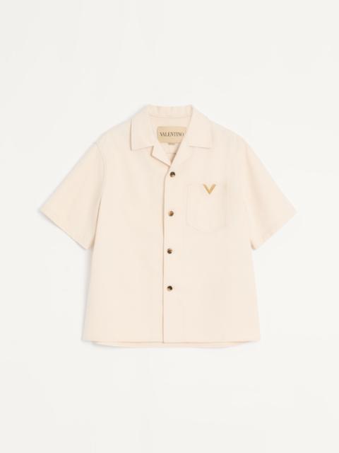 Valentino VALENTINO DENIM BOWLING SHIRT WITH VGOLD
