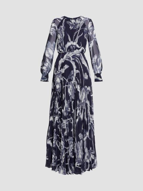 Erdem FLORAL PRINT VOILE LONG SLEEVE GOWN