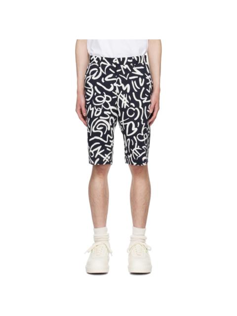 Moschino Navy & White Printed Shorts