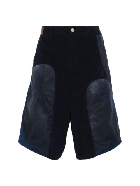 corduroy panelled high-waisted shorts