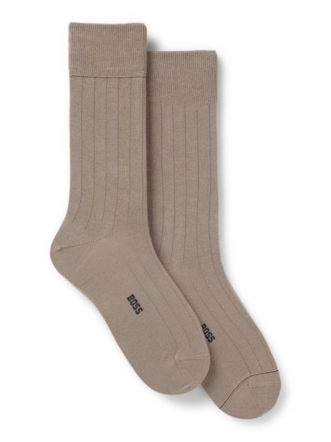 BOSS TWO-PACK OF RIBBED SOCKS WITH SIGNATURE-STRIPE DETAILS