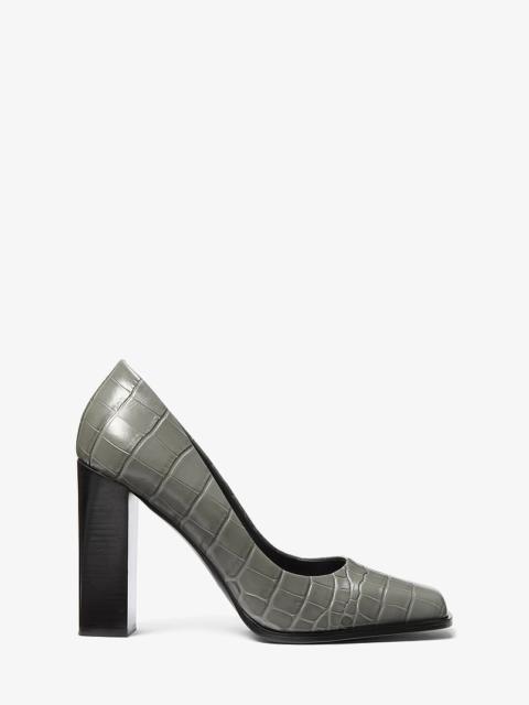 MICHAEL KORS Jeanne Crocodile Embossed Leather Pump