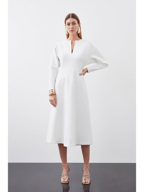 KAREN MILLEN Structured Crepe Tailored Keyhole Rounded A Line Midaxi Dress