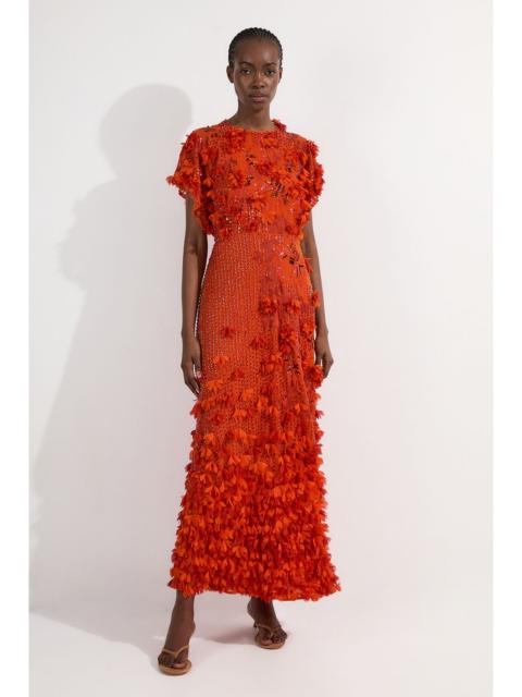 KAREN MILLEN Embroidery And Applique Angel Sleeve Woven Maxi Dress