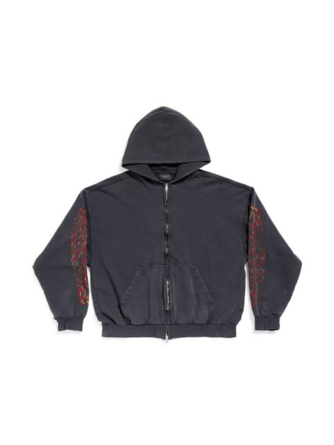 BALENCIAGA Offshore Zip-up Hoodie Medium Fit in Black Faded