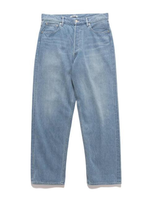AURALEE Selvedge Faded Light Denim Wide Pants Light Indigo