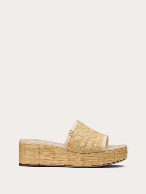 Valentino RAFLOWER FLATFORM SLIDE SANDAL IN RAFFIA 45MM