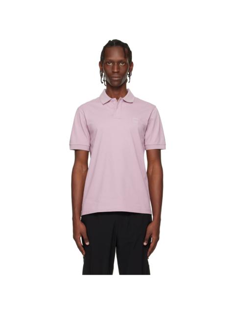 BOSS Purple Logo Patch Stretch-Cotton Slim-Fit Polo