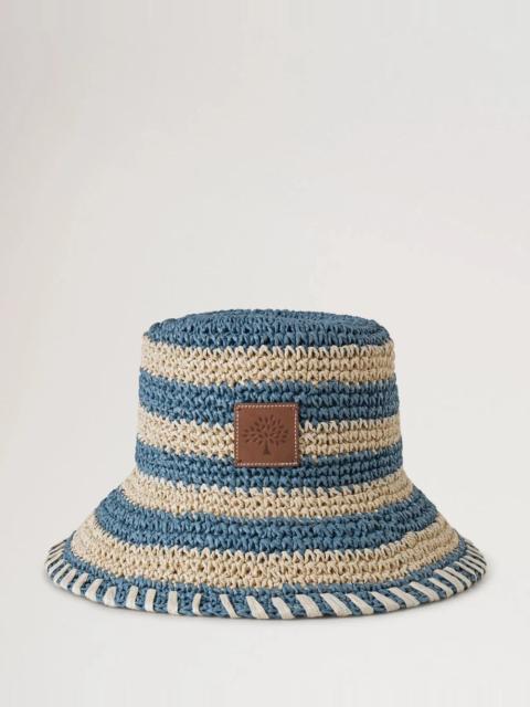 Mulberry Horizontal Striped Bucket Hat Brighton Blue Paper Raffia