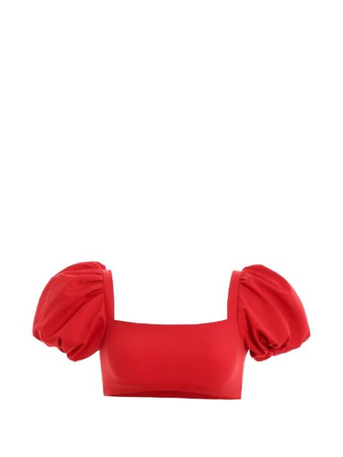 Agua by Agua Bendita Calista puff-sleeve tie bikini top