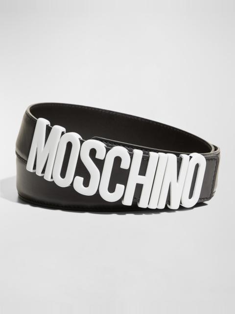 Moschino Men's Leather Logo Belt