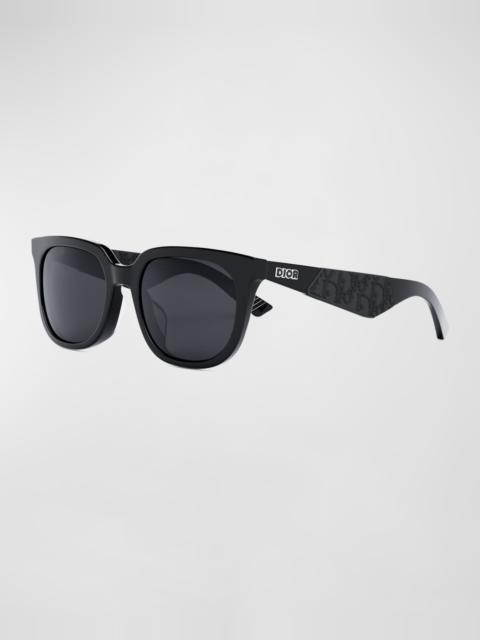 Men's Rubber Logo Square Acetate Sunglasses