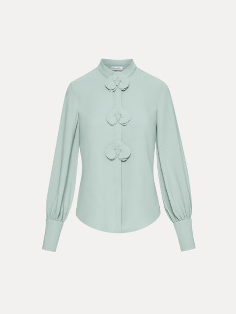 Oscar de la Renta ORCHID SILK GEORGETTE BLOUSE