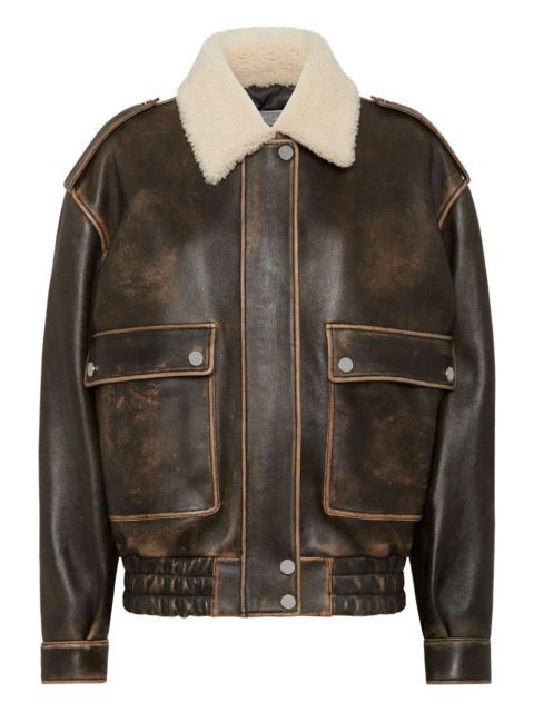 PHILIPP PLEIN leather aviator bomber jacket