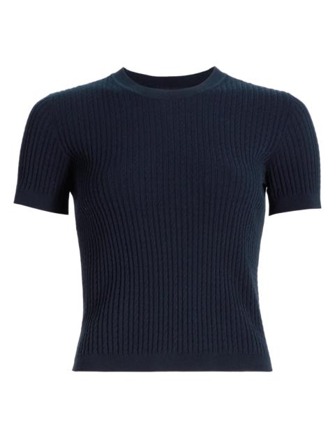 FRAME Women's Fine Knit Short-Sleeve Top - Navy
