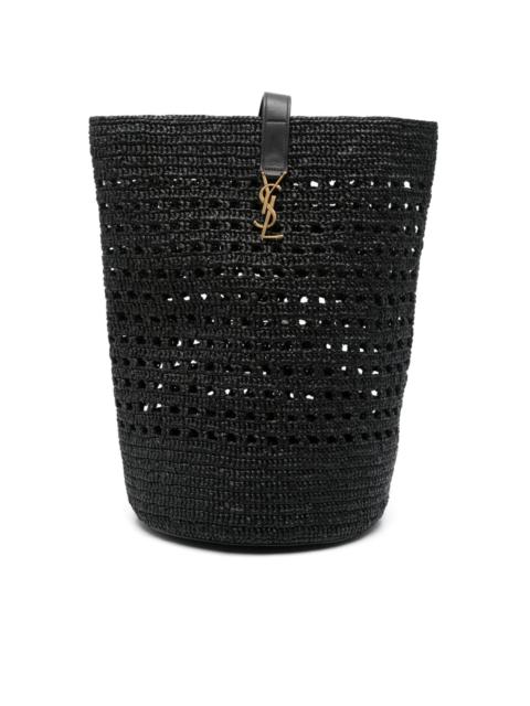 woven raffia bucket bag