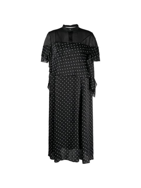 polka-dot print ruffle-detailing dress