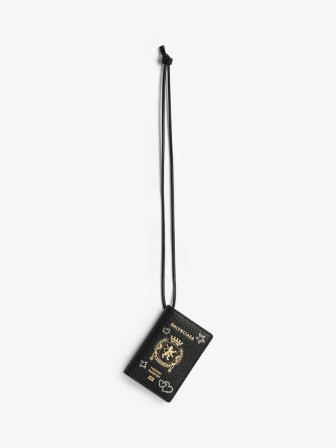 BALENCIAGA Men's Passport Card Holder Keyring in Black